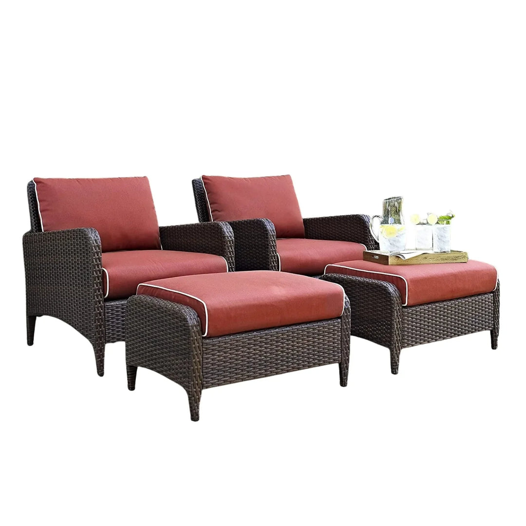 Gitali Outdoor 4 Piece Patio Wicker Furniture Set