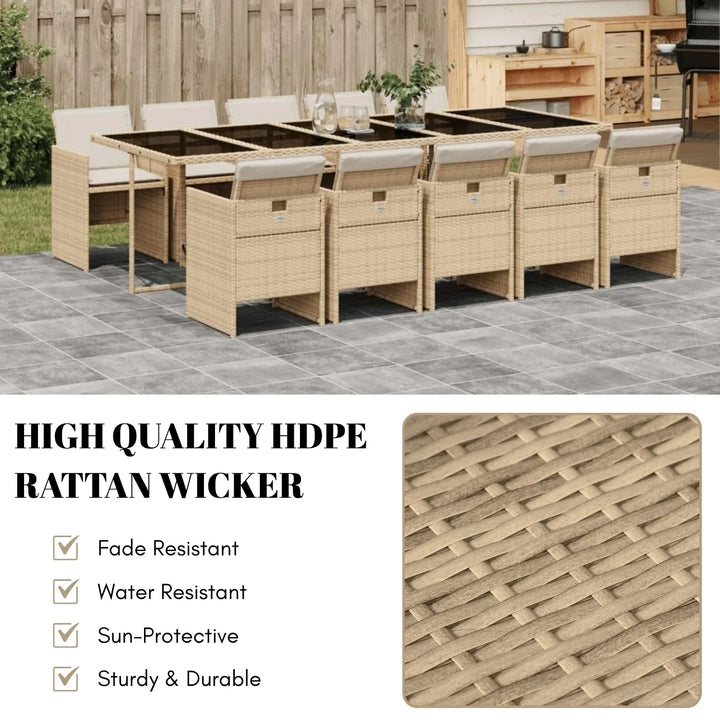 Leticia All Weather Wicker Patio Dinning Table Set