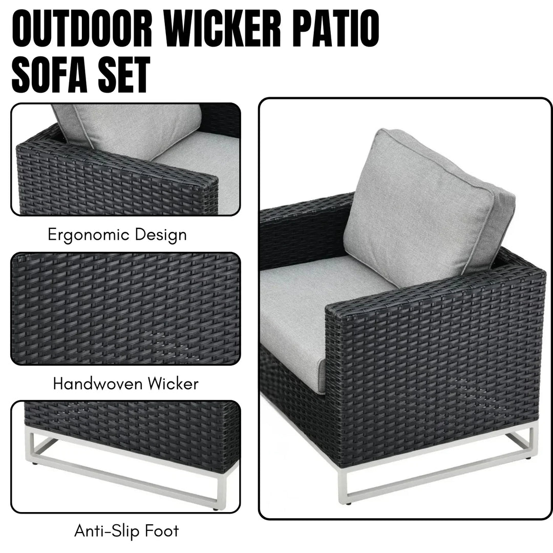 Norberta Outdoor Rattan Wicker 7-Seater Sofa Set