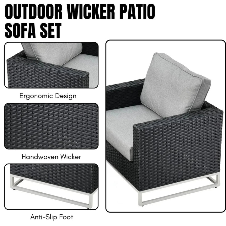 Norberta Outdoor Rattan Wicker 7-Seater Sofa Set