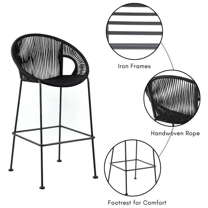 Saanvi 2-Piece Outdoor Rope Bar Chairs – Stylish Comfort Built to Last