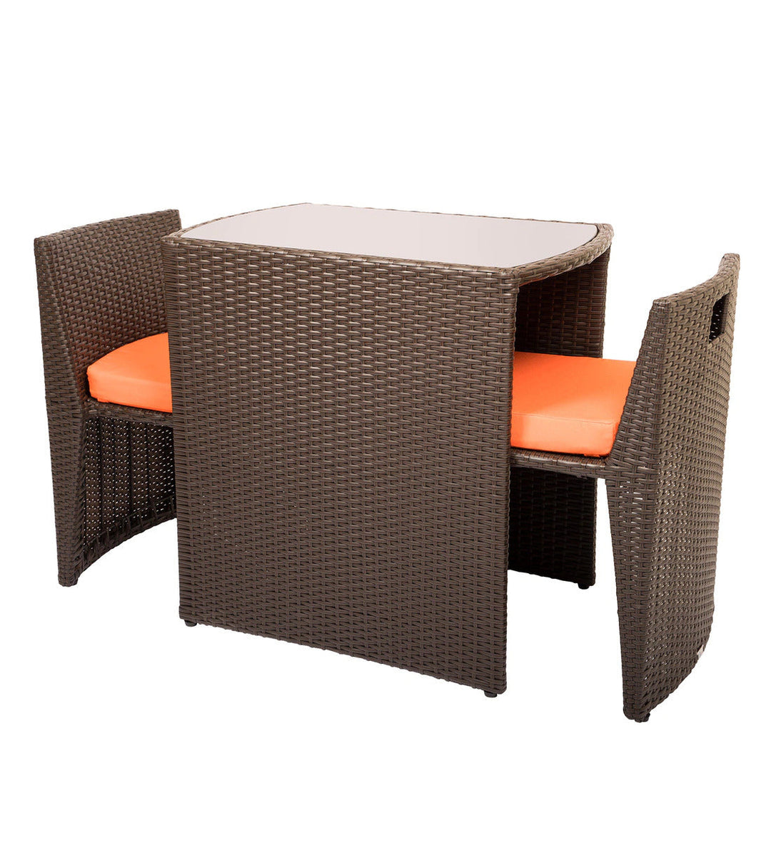 Diski Outdoor Patio Seating Set 2 Chairs and 1 Table Set (Brown)
