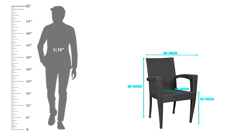 Brishti Outdoor Patio Seating Set 4 Chairs and 1 Table Set (Black)