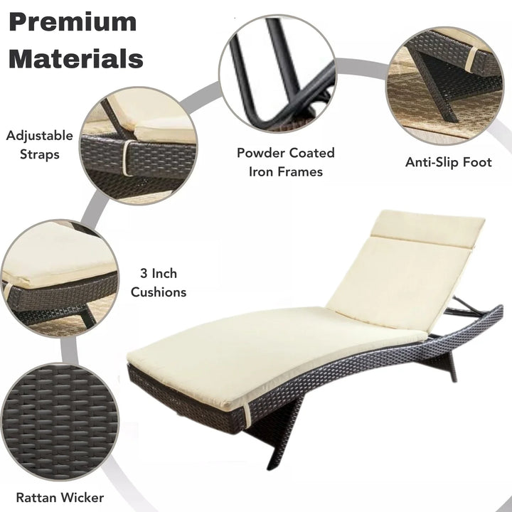 Rong All-Weather Rattan Wicker Outdoor Chaise Lounge Chair Set of 2