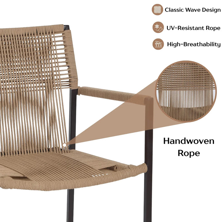 Indigo Outdoor Rope 3-Piece Patio Set (Beige)