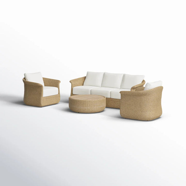 Coist Outdoor Sofa Set 3 Seater, 2 Single seater and 1 Center Table (Honey) Braided & Rope