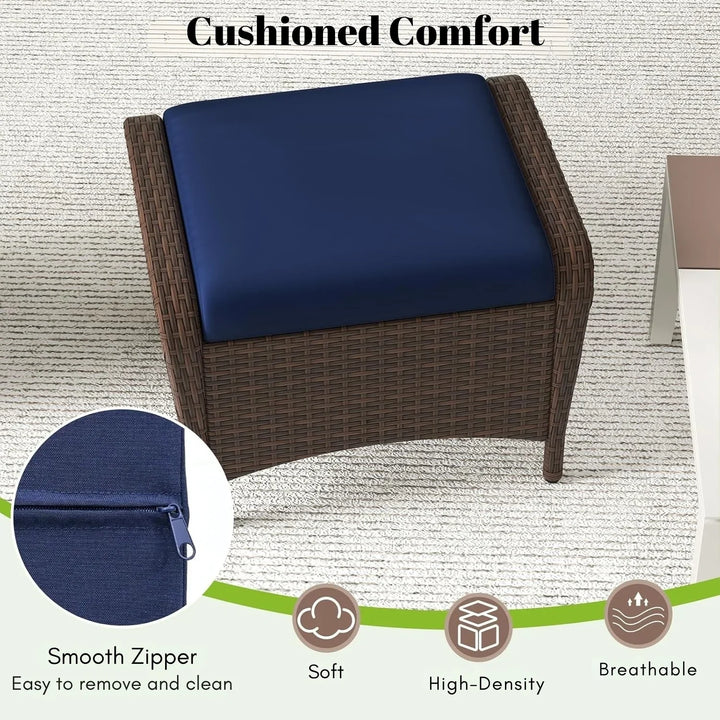 Bhavya 2-Piece Outdoor Rattan Wicker Ottoman Set