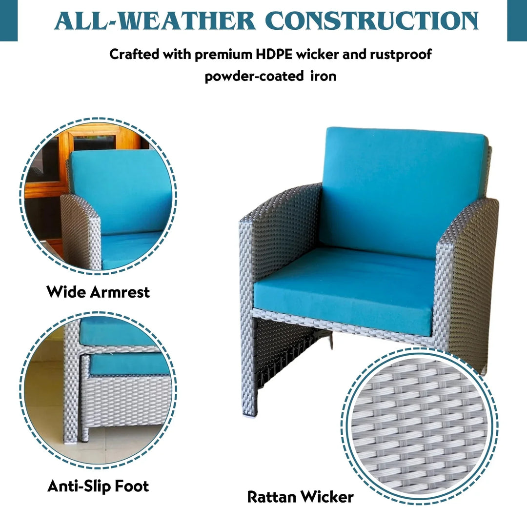 Anushka Outdoor 5 Piece Patio Wicker All Weather Sectional Furniture Set