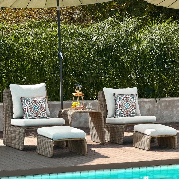 Kraus Outdoor Patio Seating Set 2 Chairs 2 Footrest and 1 Table Set (Honey)