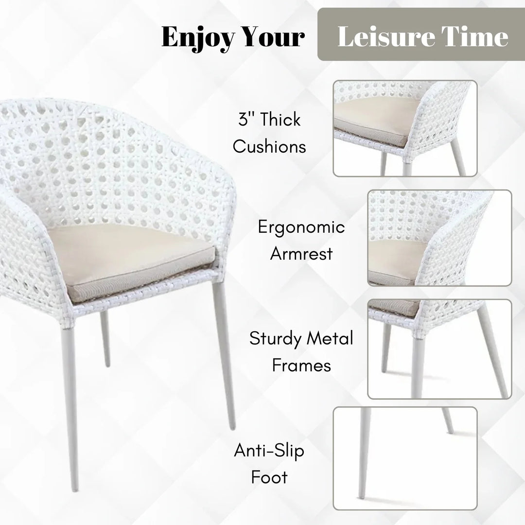 Marisol 5-Piece Outdoor Patio Dining Set With Wicker Chairs & Glass-Top Table