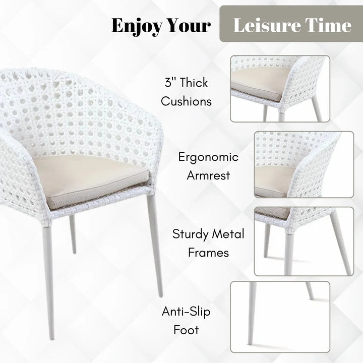 Marisol 5-Piece Outdoor Patio Dining Set With Wicker Chairs & Glass-Top Table