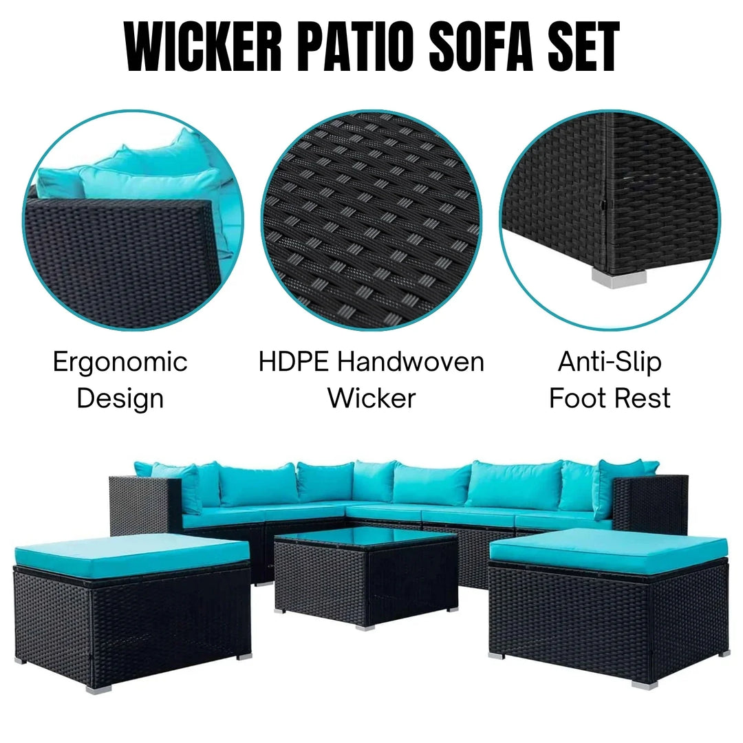 Petra 5-Piece Outdoor Wicker Furniture Set Modern Outdoor L-Shaped