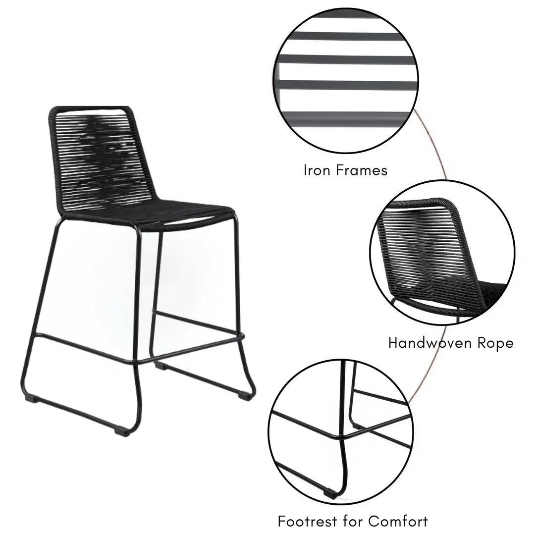 Damini 2-Piece Outdoor Rope Bar Chairs – Stylish Comfort Built to Last