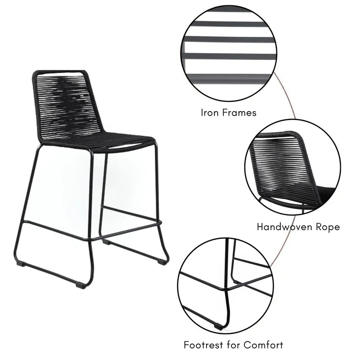 Damini 2-Piece Outdoor Rope Bar Chairs – Stylish Comfort Built to Last