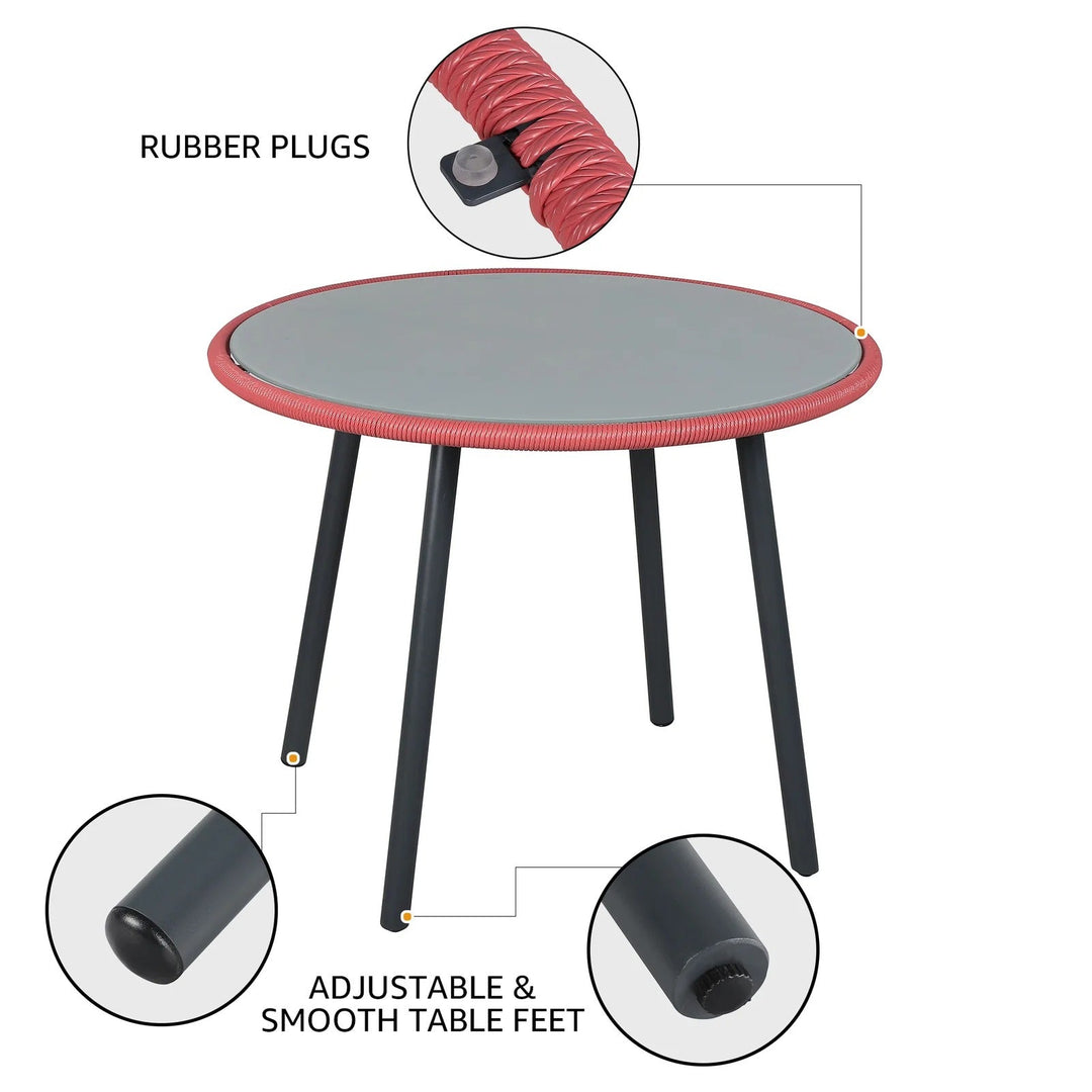 Swoosh Patio Seating Set 4 Chairs and 1 Table Set (Light Red)