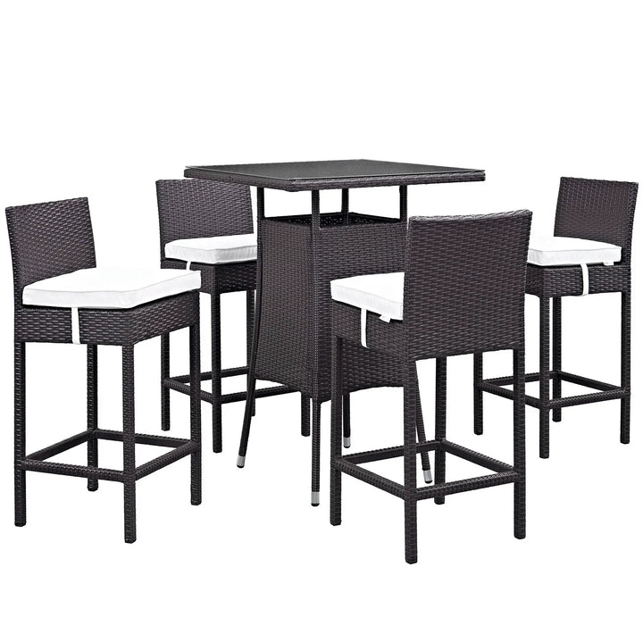 Volta Outdoor Patio Bar Sets 4 Chairs and 1 Table (Dark Brown)