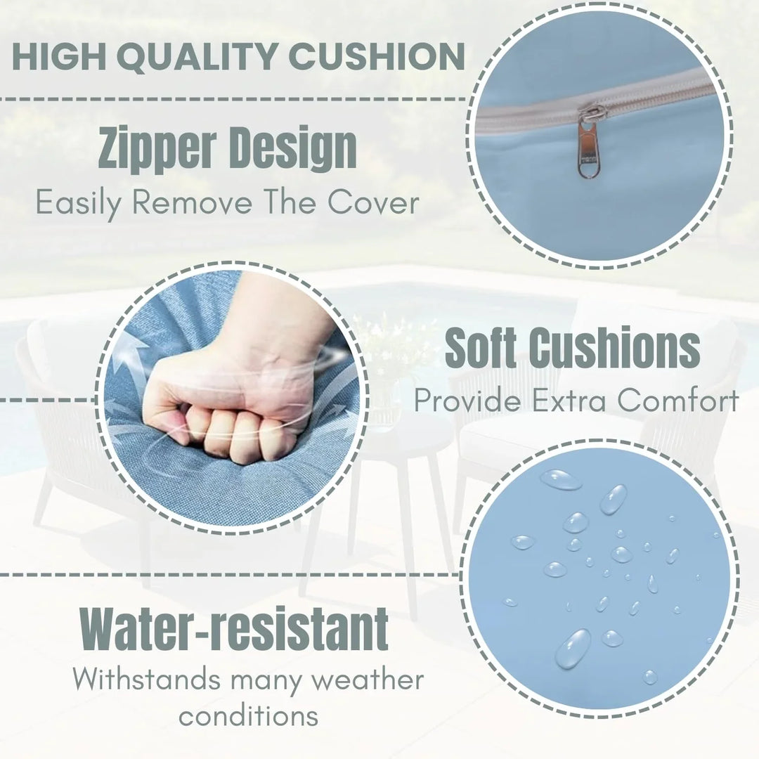 Binita Outdoor 3 Piece All-Weather Rope Patio Set