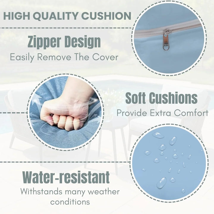 Binita Outdoor 3 Piece All-Weather Rope Patio Set