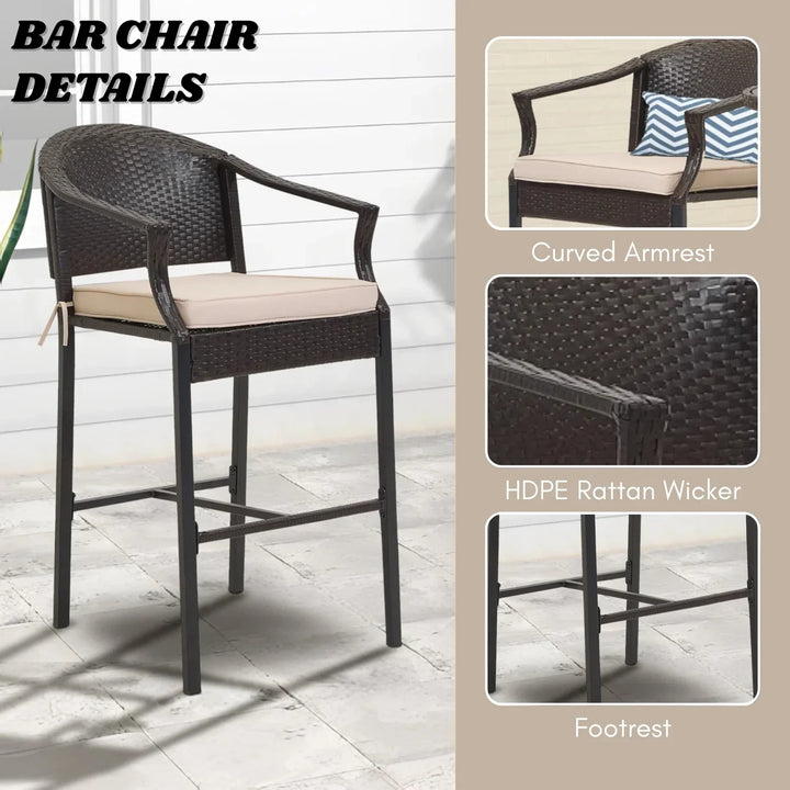 Celestina Outdoor Rattan Wicker Bar Set with Round Table