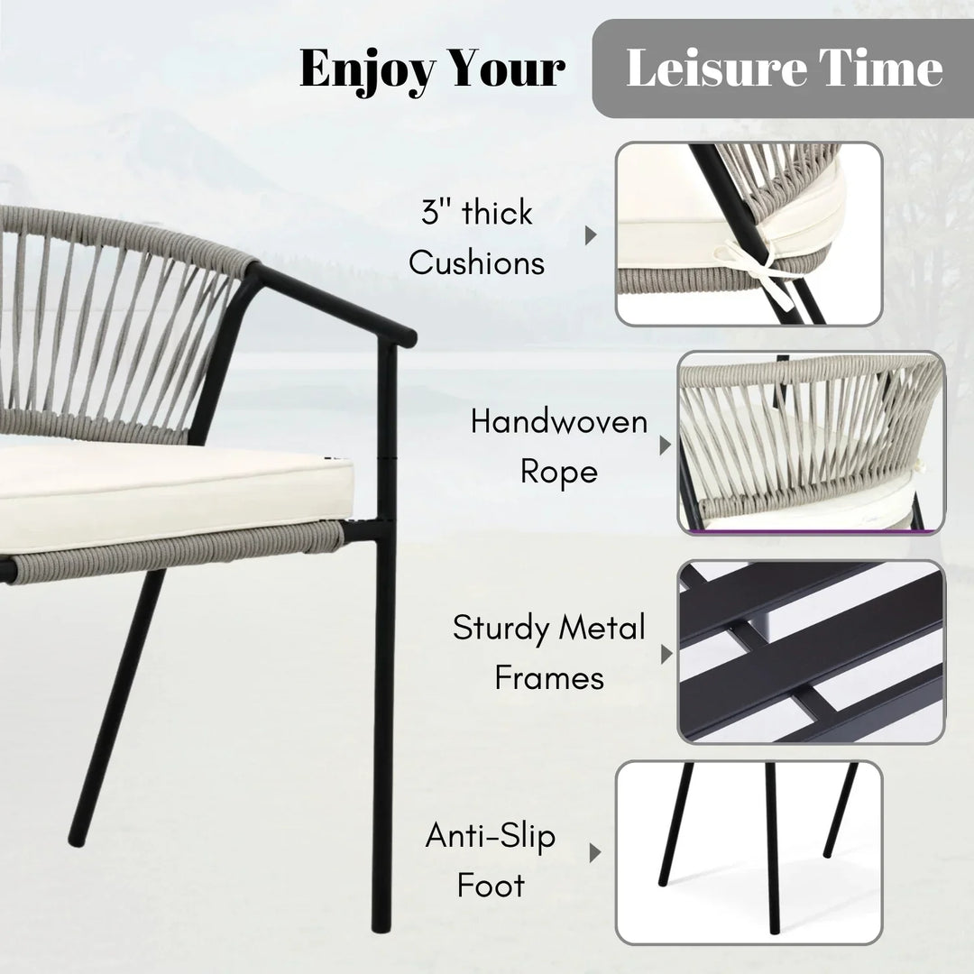 Peizhi 4-Piece Outdoor Rope Patio Dining Chairs