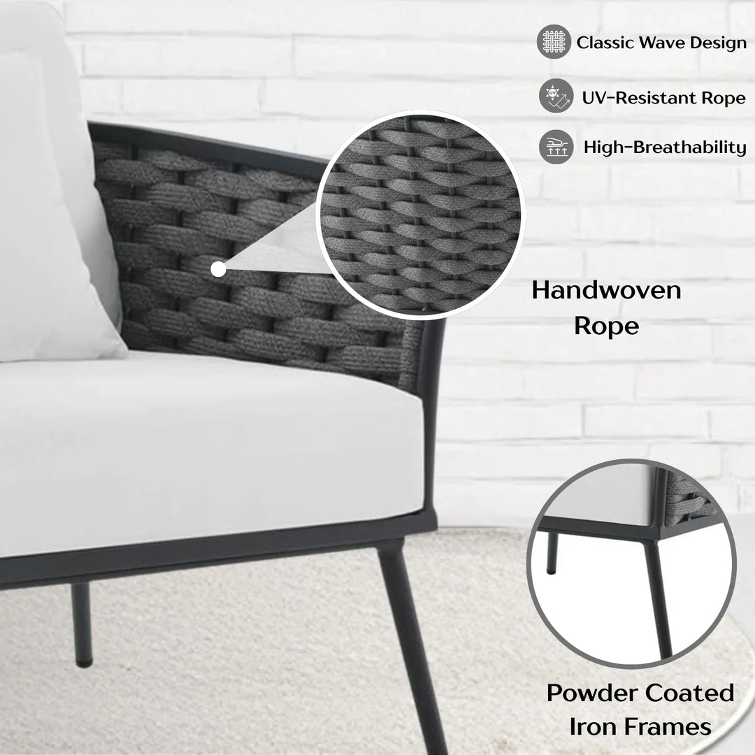 Tomoko 6-Piece Outdoor Rope Sofa Set (Grey & White)