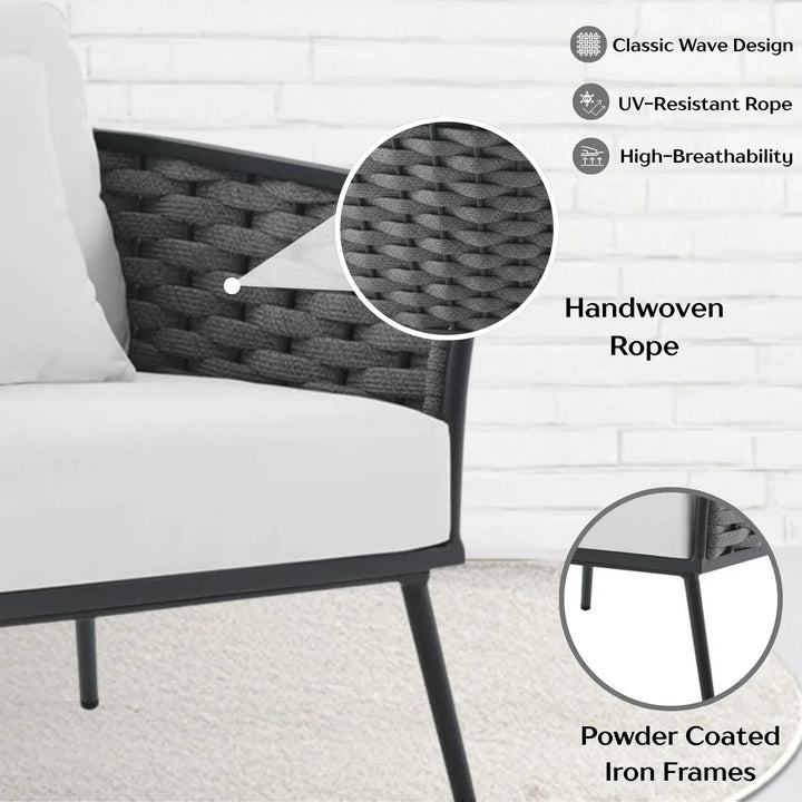 Tomoko 6-Piece Outdoor Rope Sofa Set (Grey & White)