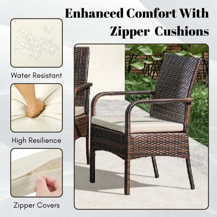 4-Piece Outdoor Rattan Wicker Patio Dining Chairs