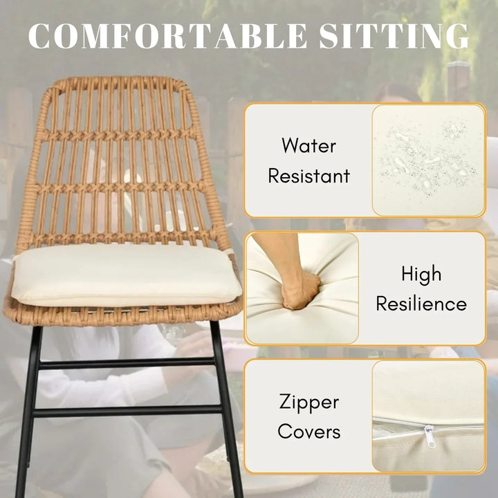 Macarena 5-Piece Outdoor Patio Dining Set With Rattan Chairs & Glass-Top Table