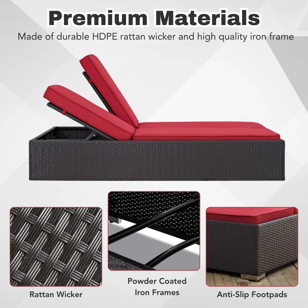 Akshara Outdoor All-Weather Rattan Wicker Chaise Lounge Chair Set of 2