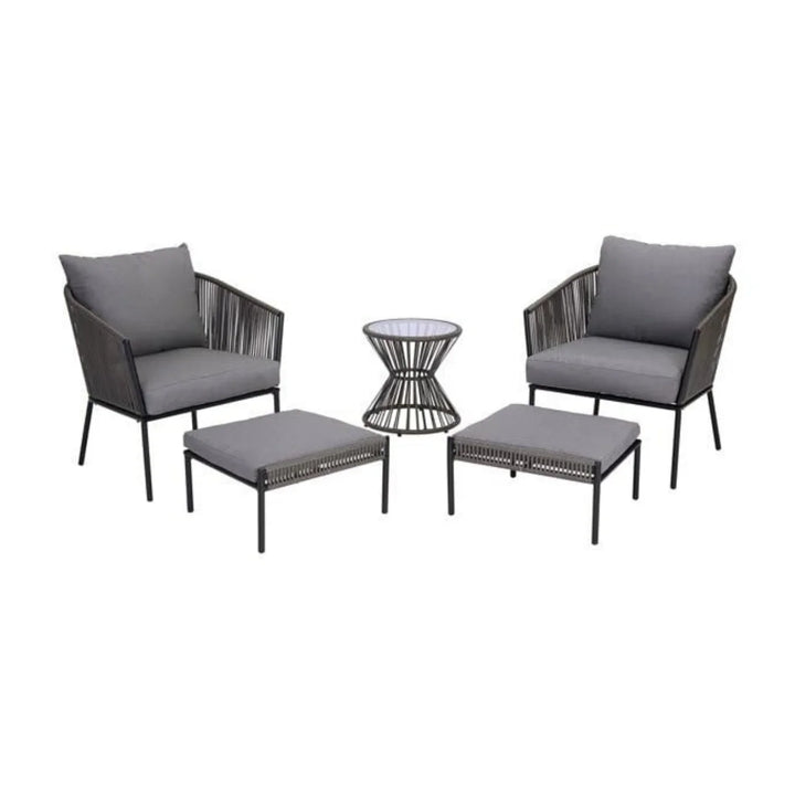 Harini Outdoor 5 Piece Rope Patio Sofa Set (Grey)