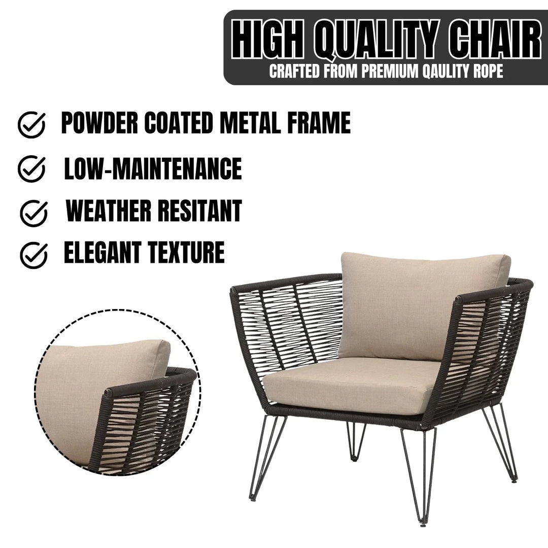 Ayan Outdoor Rope 1 Piece Patio Single Seater Sofa