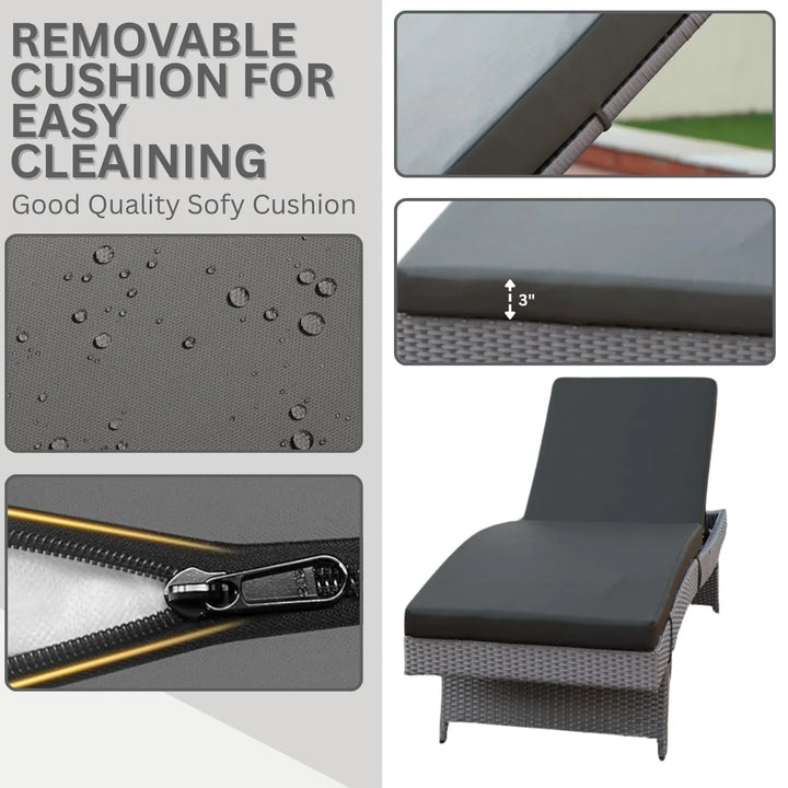 Akira All-Weather HDPE Wicker Outdoor Chaise Lounge Chair Set of 2