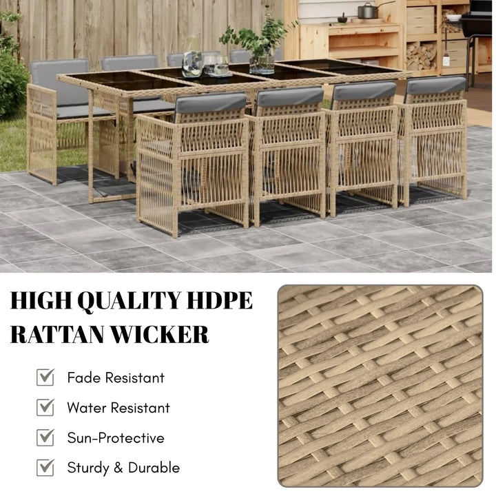 Lene Outdoor Rattan Wicker Dinning Set 9-Piece