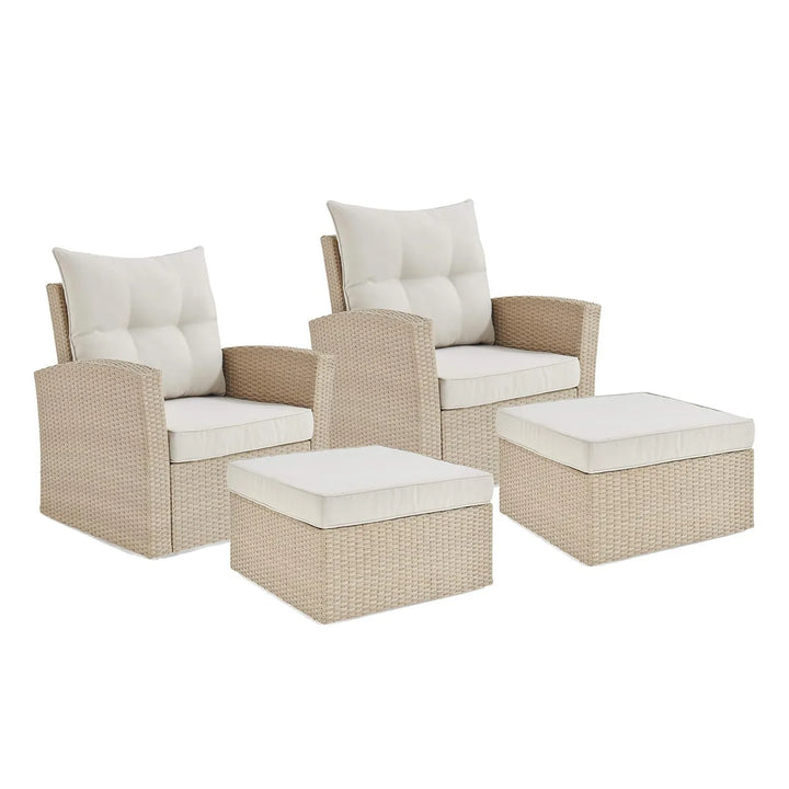 Gisla Outdoor Rattan Wicker 4-Piece Patio Sofa Set