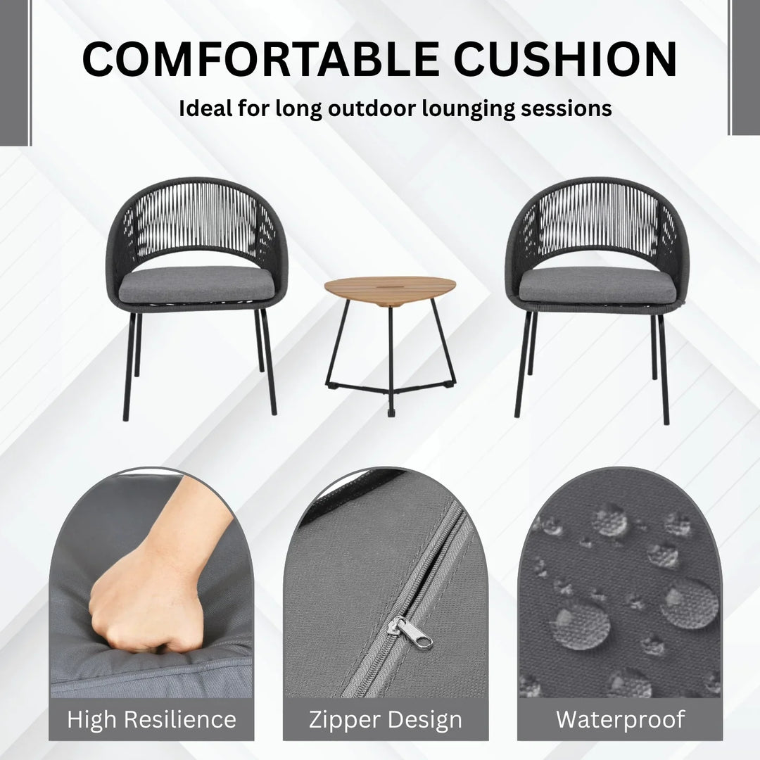 Salma 3 Piece Garden Outdoor Rope Patio Set