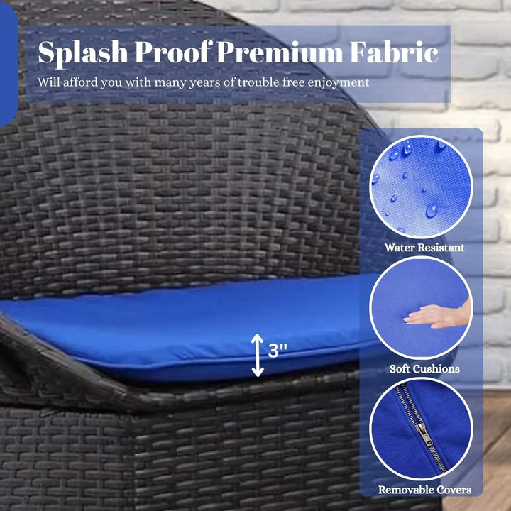 Solana 3-Piece Outdoor Rattan Wicker Patio Set