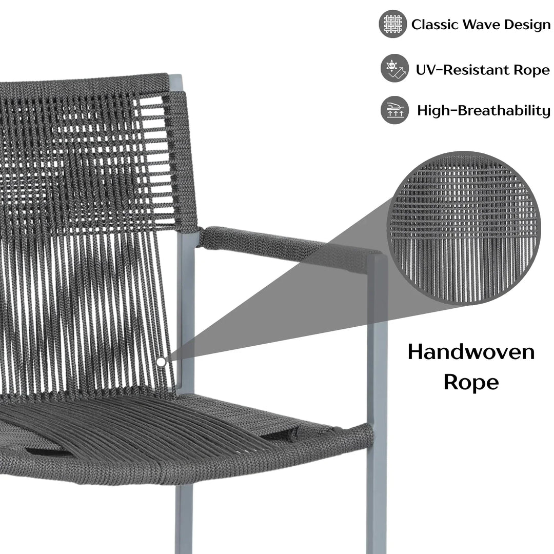Jovie Outdoor Rope 3-Piece Patio Set (Grey)