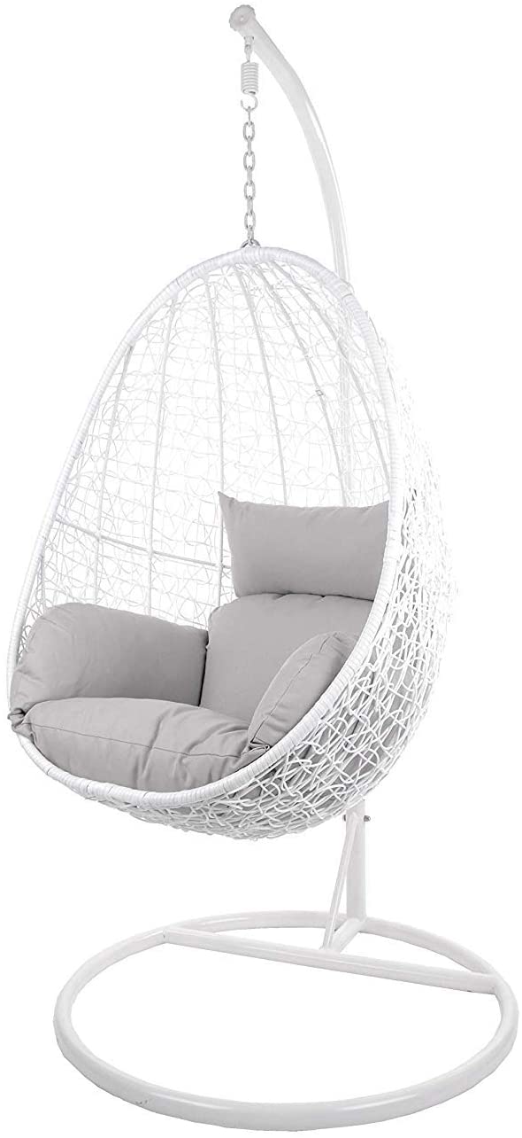 Giulietta Single Seater Hanging Swing With Stand For Balcony , Garden Swing (White)