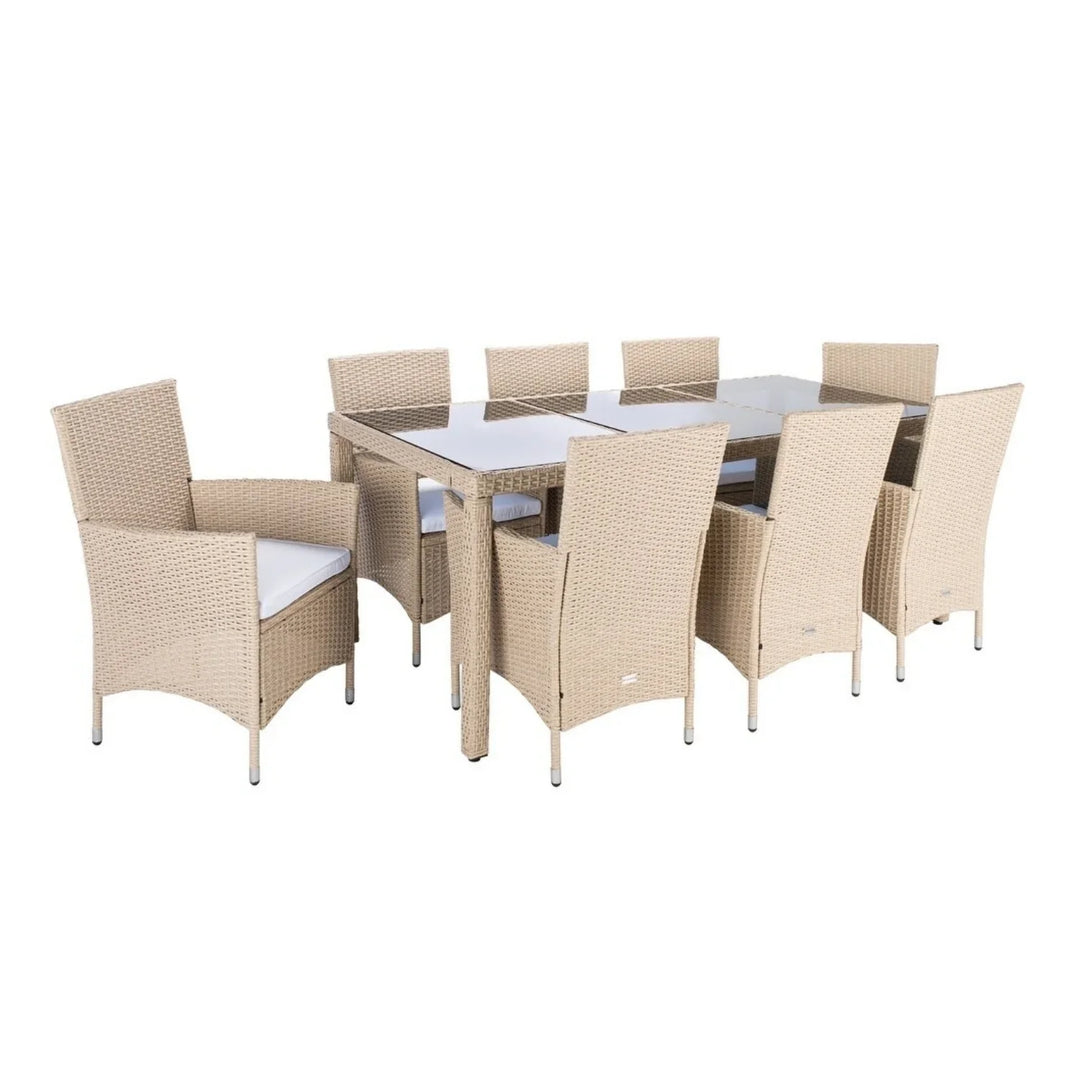 Bongiwe 9-Piece Outdoor Rattan Wicker Dinning Table Set