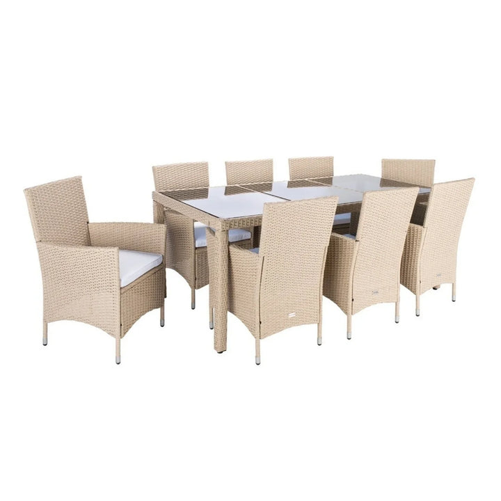 Bongiwe 9-Piece Outdoor Rattan Wicker Dinning Table Set