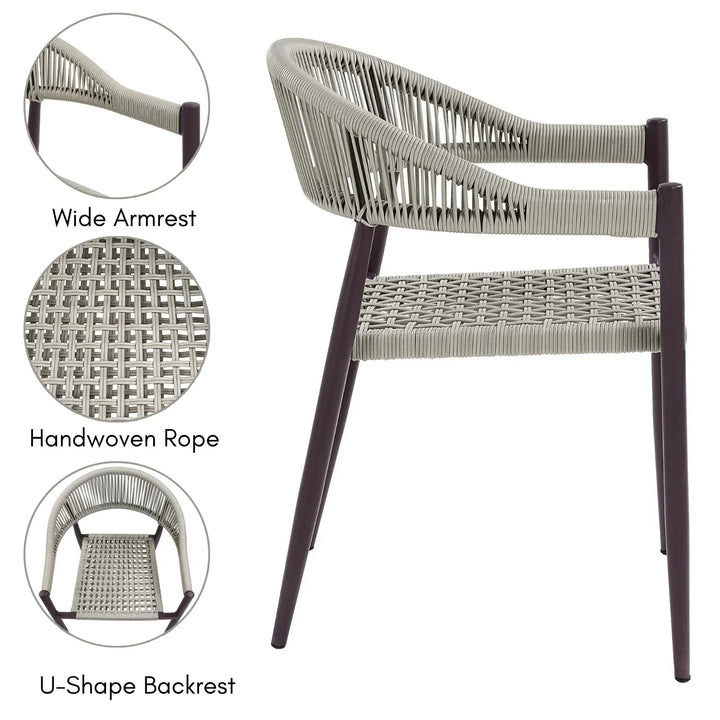 Mrinalini 2-Piece Outdoor Rope Patio Dining Chairs