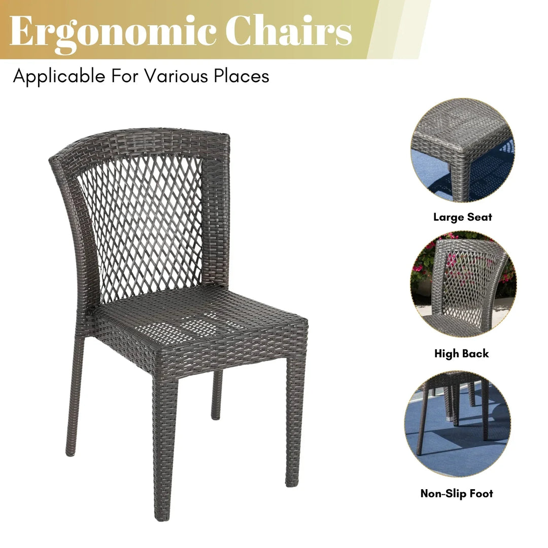 Adeela Outdoor All-Weather Resistant Rattan Wicker 5-Piece Dining Set