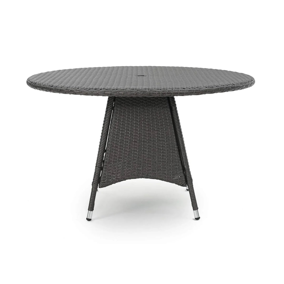 Rokia Outdoor Rattan Wicker Round Patio Table (Black)