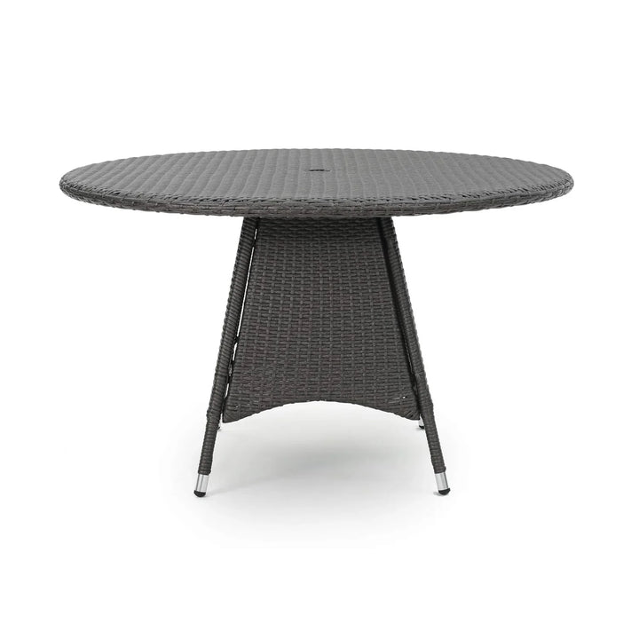 Rokia Outdoor Rattan Wicker Round Patio Table (Black)