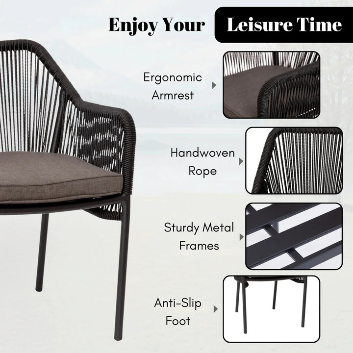 Magnolia 2-Piece Outdoor Rope Patio Dining Chairs