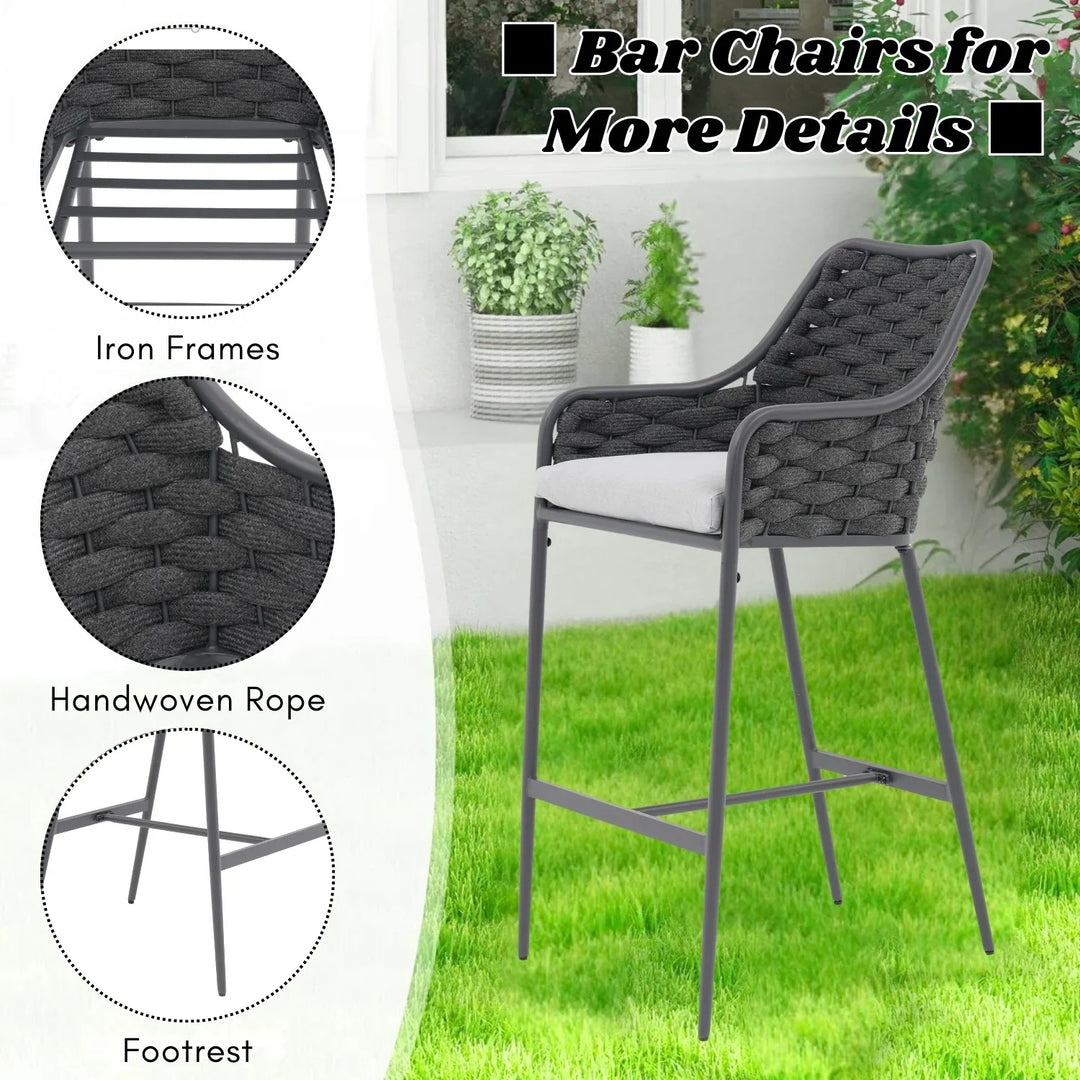 Samaira 2-Piece Outdoor Rope Bar Chairs – Stylish Comfort Built to Last