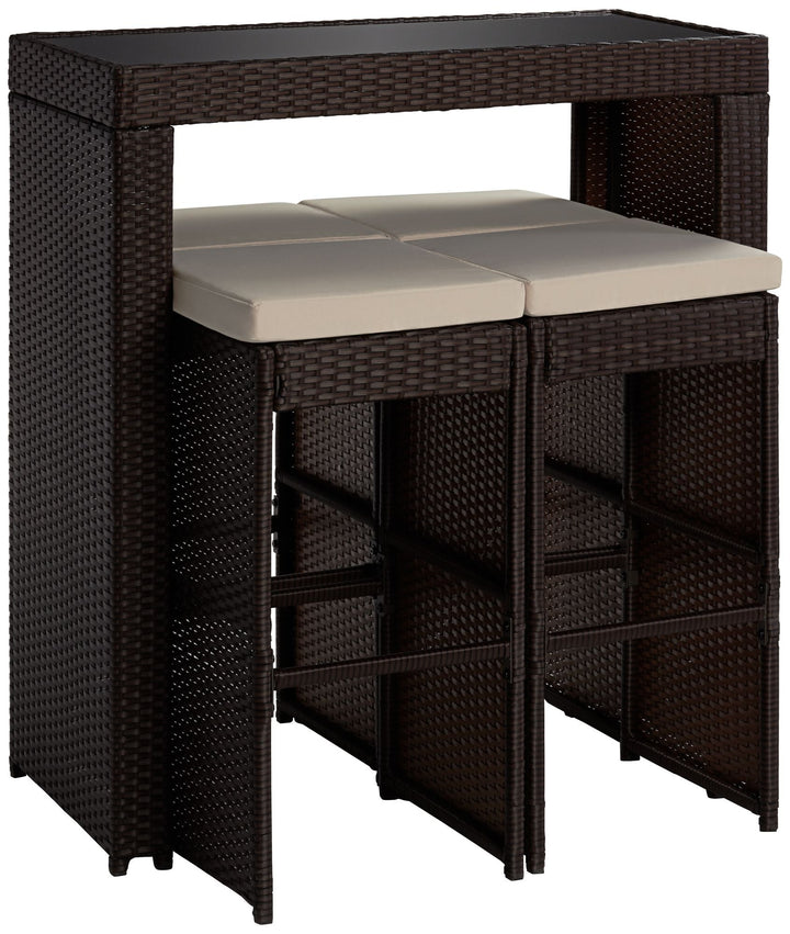 Capone Outdoor Patio Bar Sets 4 Stools and 1 Table (Dark Brown)