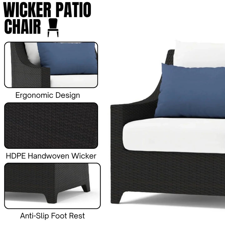 Saba All Weather Outdoor Wicker Garden L-Shape Sectional Conversation Set