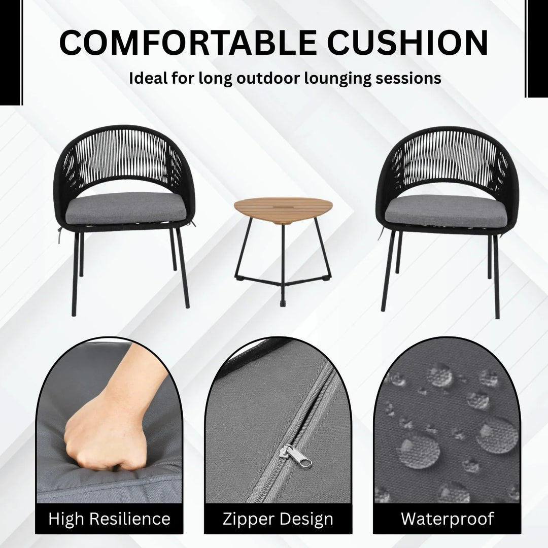 Josefina 3 Piece Garden Outdoor Rope Patio Set