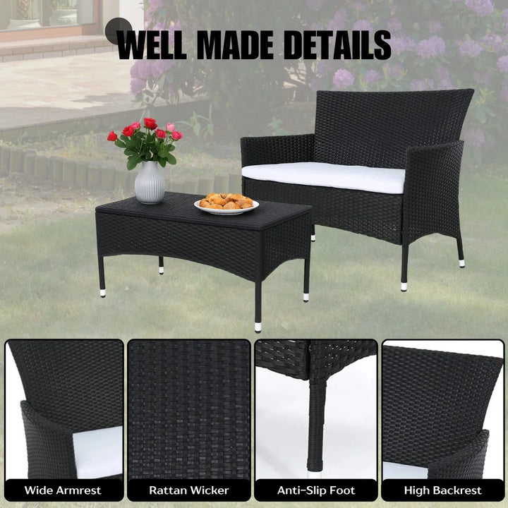 Nova 2-Piece Outdoor Rattan Wicker Loveseat Sofa